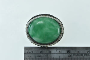 Ornate Victorian Jade Oval Filigree Pin/Brooch