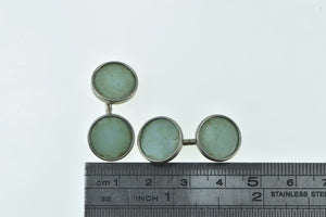 Sterling Silver Round Turquoise Inset Vintage Cuff Links