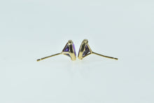 Load image into Gallery viewer, 14K Round Amethyst Solitaire Vintage Stud Earrings Yellow Gold