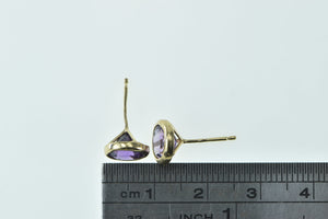 14K Round Amethyst Solitaire Vintage Stud Earrings Yellow Gold