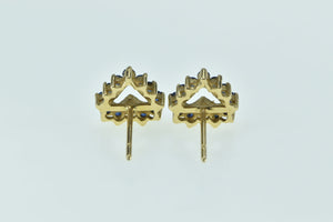 14K Heart Sapphire Love Symbol Stud Earrings Yellow Gold
