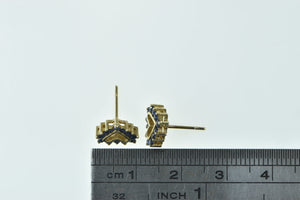 14K Heart Sapphire Love Symbol Stud Earrings Yellow Gold