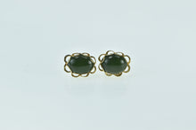 Load image into Gallery viewer, 14K Oval Black Onyx Cabochon Vintage Stud Earrings Yellow Gold