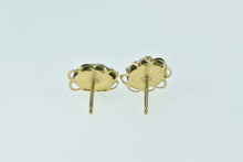 Load image into Gallery viewer, 14K Oval Black Onyx Cabochon Vintage Stud Earrings Yellow Gold