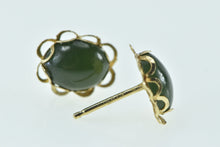 Load image into Gallery viewer, 14K Oval Black Onyx Cabochon Vintage Stud Earrings Yellow Gold