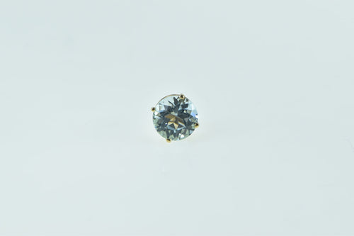 14K Round Blue Topaz Solitaire Single Stud Earring Yellow Gold