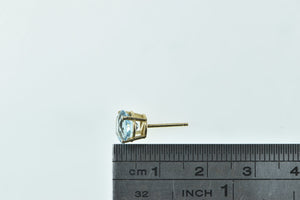 14K Round Blue Topaz Solitaire Single Stud Earring Yellow Gold