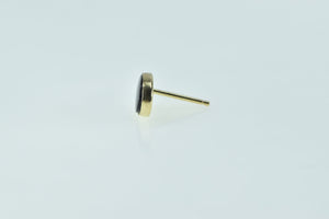 14K Oval Black Onyx Inlay Vintage Single Stud Earring Yellow Gold