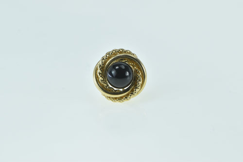 14K Round Black Onyx Ball Twist Spiral Single Stud Earring Yellow Gold