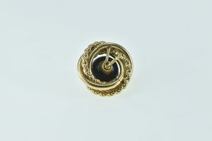 14K Round Black Onyx Ball Twist Spiral Single Stud Earring Yellow Gold