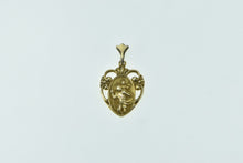 Load image into Gallery viewer, 14K Ornate Saint Christopher Scroll Heart Charm/Pendant Yellow Gold