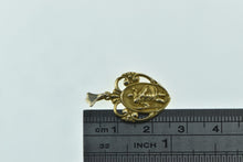 Load image into Gallery viewer, 14K Ornate Saint Christopher Scroll Heart Charm/Pendant Yellow Gold