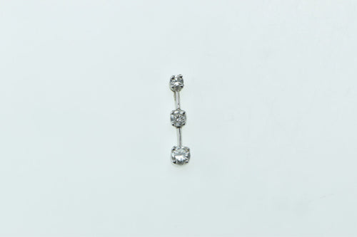14K Three Stone Diamond Bar Journey Pendant White Gold