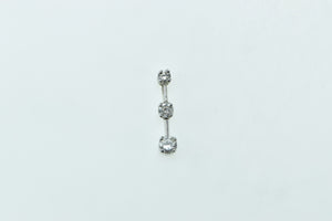 14K Three Stone Diamond Bar Journey Pendant White Gold