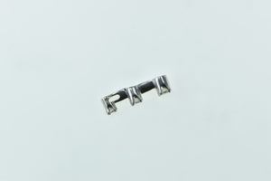 14K Three Stone Diamond Bar Journey Pendant White Gold
