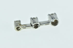 14K Three Stone Diamond Bar Journey Pendant White Gold