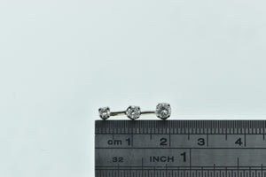 14K Three Stone Diamond Bar Journey Pendant White Gold