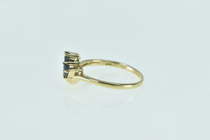 14K Pear Sapphire Diamond Wavy Statement Ring Yellow Gold