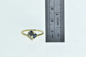 14K Pear Sapphire Diamond Wavy Statement Ring Yellow Gold