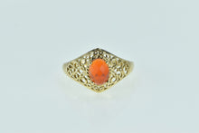 Load image into Gallery viewer, 14K Oval Citrine Filigree Ornate Statement Ring Yellow Gold