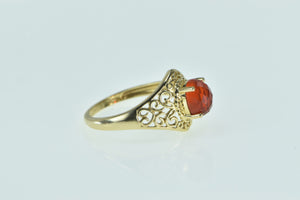 14K Oval Citrine Filigree Ornate Statement Ring Yellow Gold