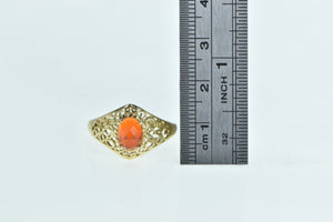 14K Oval Citrine Filigree Ornate Statement Ring Yellow Gold