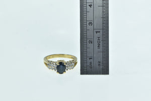 14K Oval Sapphire Diamond Vintage Engagement Ring Yellow Gold