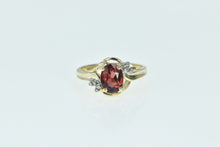 Load image into Gallery viewer, 14K Oval Garnet Diamond Vintage Bypass Ring Yellow Gold