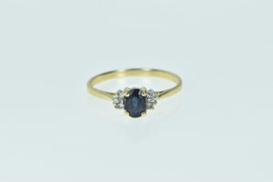 14K Oval Sapphire Diamond Vintage Engagement Ring Yellow Gold