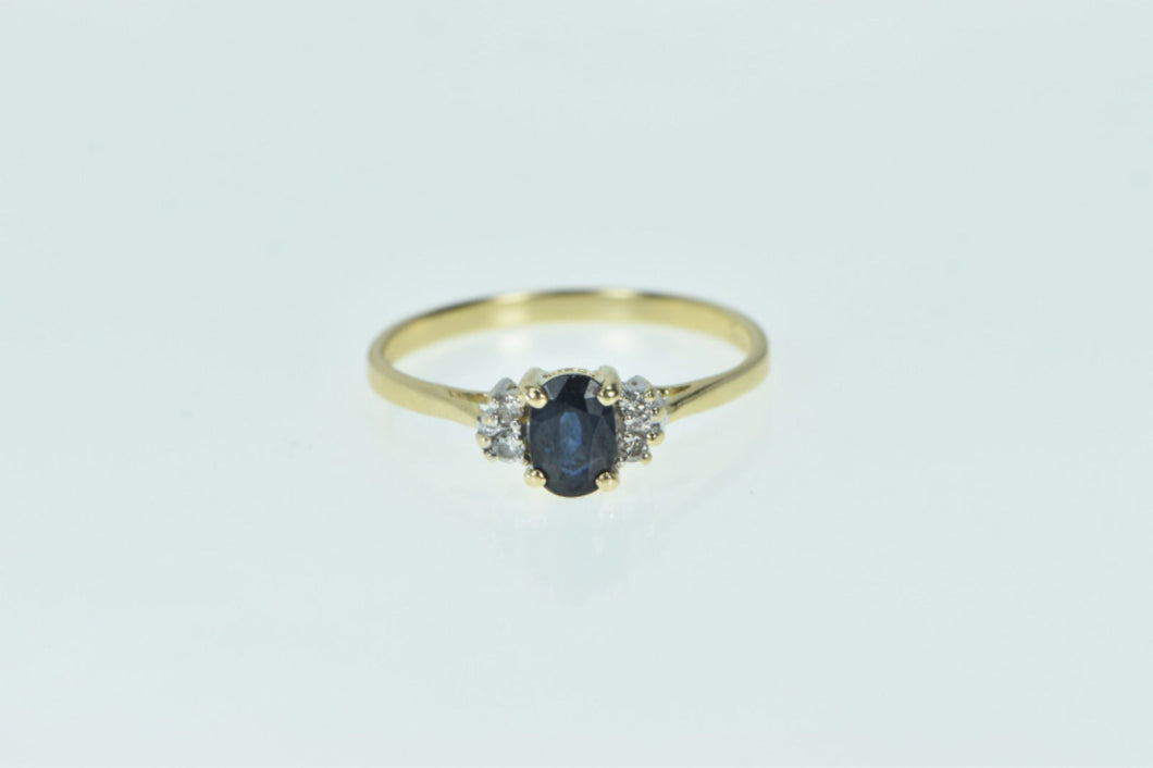 14K Oval Sapphire Diamond Vintage Engagement Ring Yellow Gold