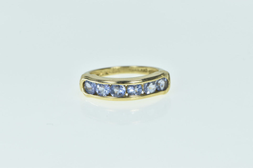 14K Vintage Tanzanite Classic Statement Band Ring Yellow Gold