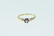 Load image into Gallery viewer, 14K Ruby Diamond Flower Leaf Vintage Promise Ring Yellow Gold