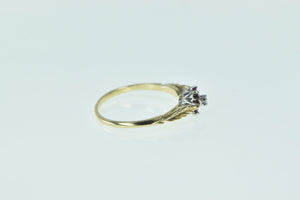 14K Ruby Diamond Flower Leaf Vintage Promise Ring Yellow Gold