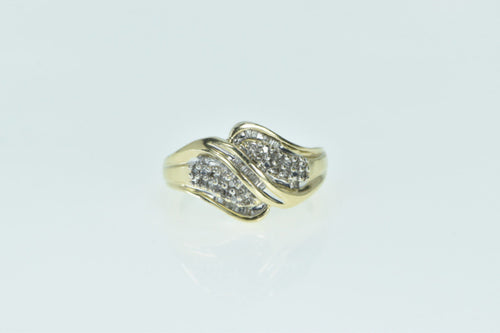 10K Wavy Vintage Diamond Cluster Statement Ring Yellow Gold