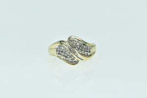 10K Wavy Vintage Diamond Cluster Statement Ring Yellow Gold