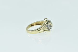 10K Wavy Vintage Diamond Cluster Statement Ring Yellow Gold