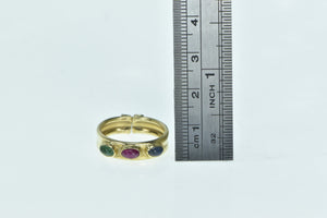 14K Sapphire Ruby Emerald Cabochon Statement Ring Yellow Gold