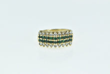 Load image into Gallery viewer, 14K Emerald Diamond Squared Vintage Band Ring Yellow Gold