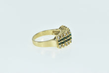 Load image into Gallery viewer, 14K Emerald Diamond Squared Vintage Band Ring Yellow Gold