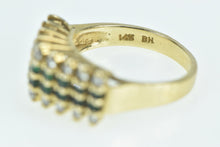 Load image into Gallery viewer, 14K Emerald Diamond Squared Vintage Band Ring Yellow Gold