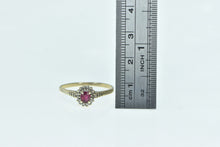 Load image into Gallery viewer, 14K Oval Ruby Diamond Halo Engagement Ring Yellow Gold