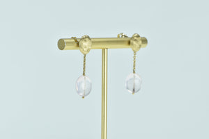 18K Marco Bicego Rose Quartz Jaipur Dangle Earrings Yellow Gold