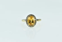 Load image into Gallery viewer, 14K Oval Citrine Pave Diamond Halo Engagement Ring Yellow Gold