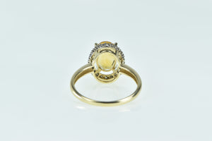 14K Oval Citrine Pave Diamond Halo Engagement Ring Yellow Gold