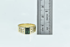 14K 1.38 Ctw Natural Emerald Diamond Vintage Ring Yellow Gold