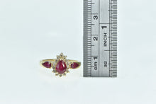 Load image into Gallery viewer, 14K Pear Ruby Diamond Halo Engagement Ring Yellow Gold