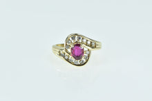 Load image into Gallery viewer, 14K 0.94 Ctw Ruby Diamond Wavy Engagement Ring Yellow Gold