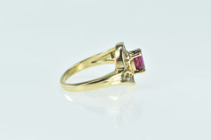 14K 0.94 Ctw Ruby Diamond Wavy Engagement Ring Yellow Gold