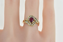 Load image into Gallery viewer, 14K 0.94 Ctw Ruby Diamond Wavy Engagement Ring Yellow Gold