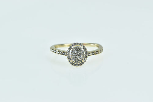 10K Oval Pave Diamond Encrusted Statement Ring Yellow Gold